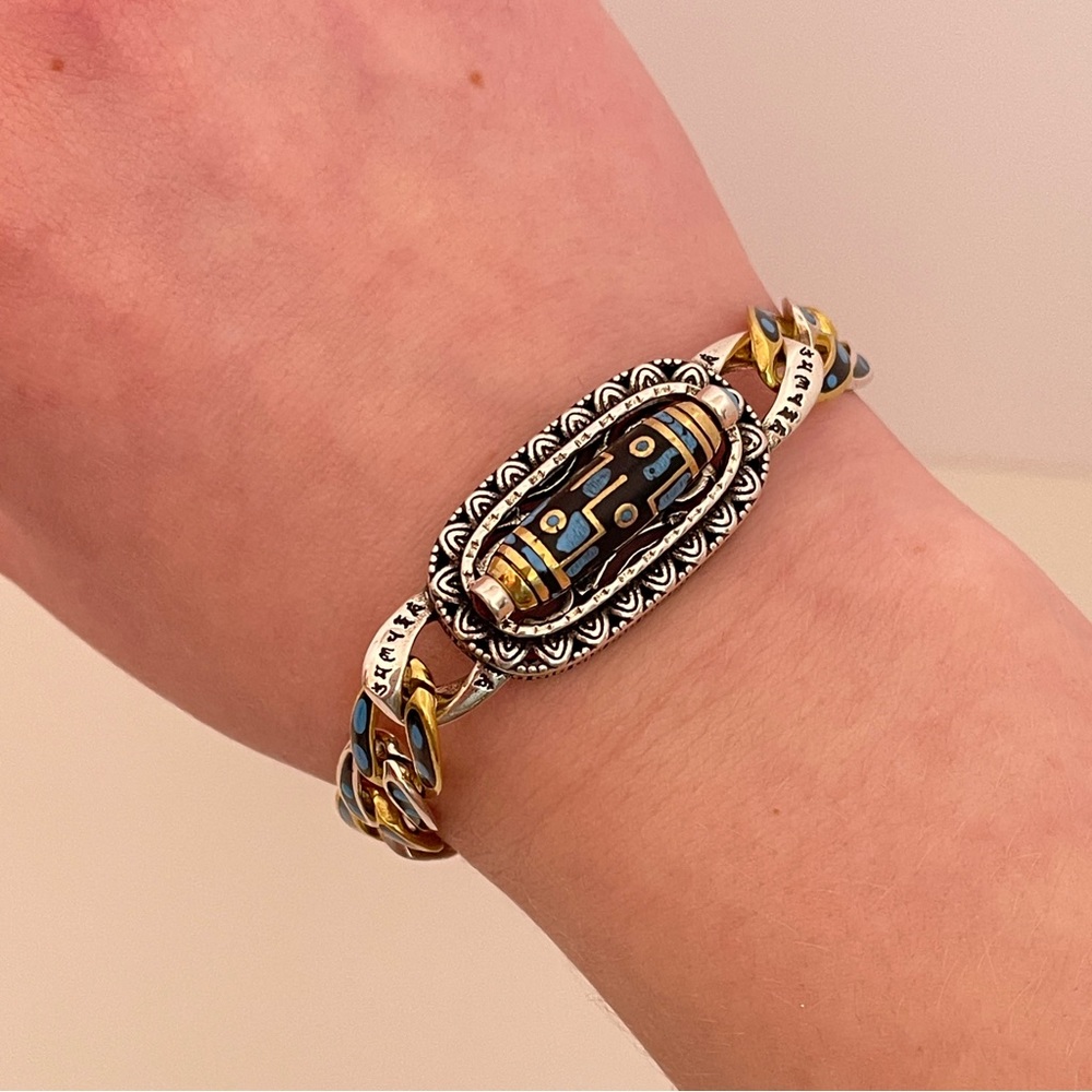 Vintage Chinese STERLING SILVER Gold Plated Turquoise Unique Whimsical Bracelet - Picture 13 of 16